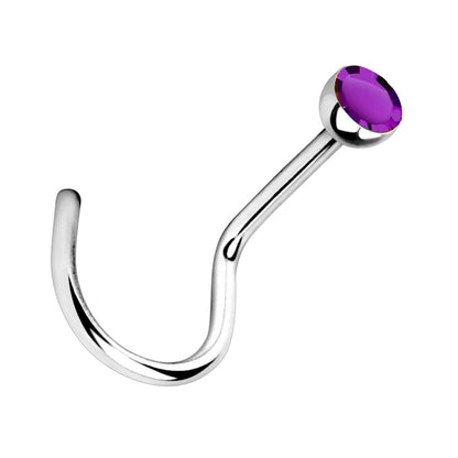 Multi Color Gem Nose Screw 20G 316L Surgical Steel
