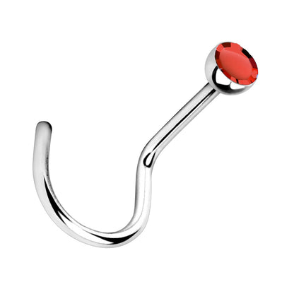 Multi Color Gem Nose Screw 20G 316L Surgical Steel