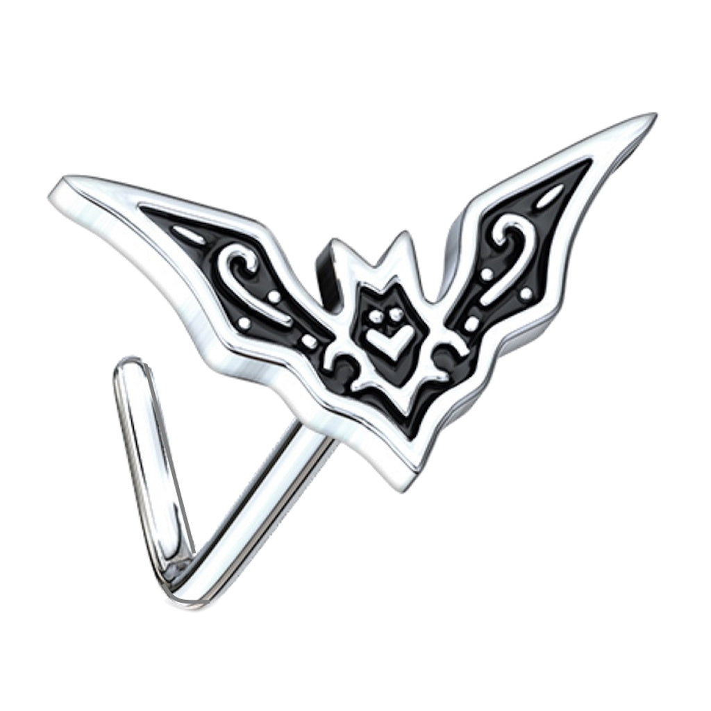 Gothic Filigree Bat L Bend Nose Ring 20G 316L Surgical Steel