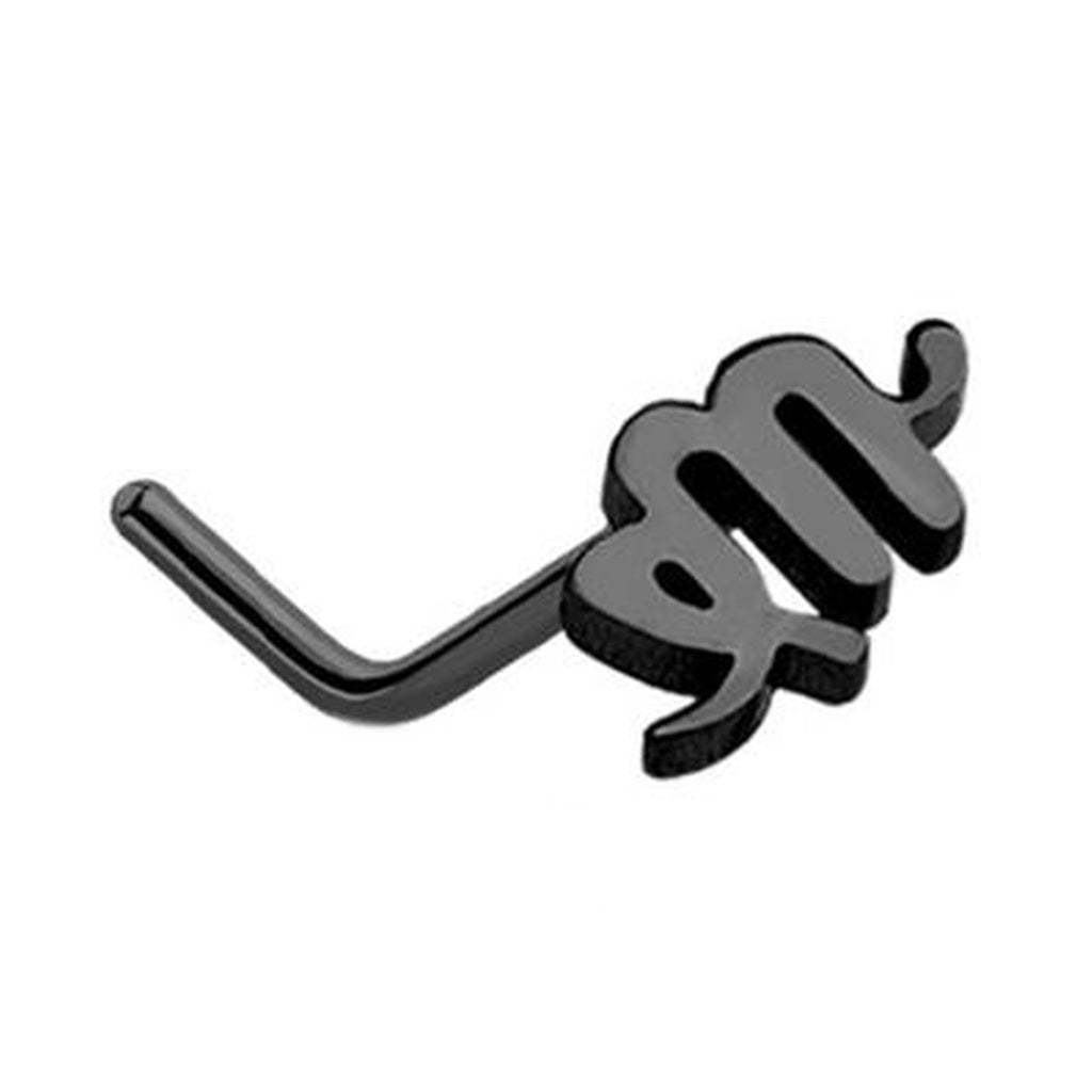 Virgo Zodiac L Bend Nose Stud 20G 1/4" 316L Surgical Steel Nose Ring
