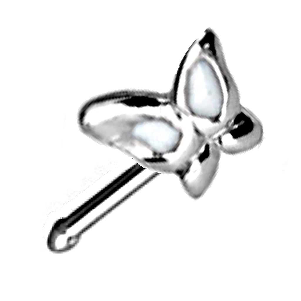 Butterfly Nose Stud 20G 1/4" .925 Sterling Silver Epoxy Wings
