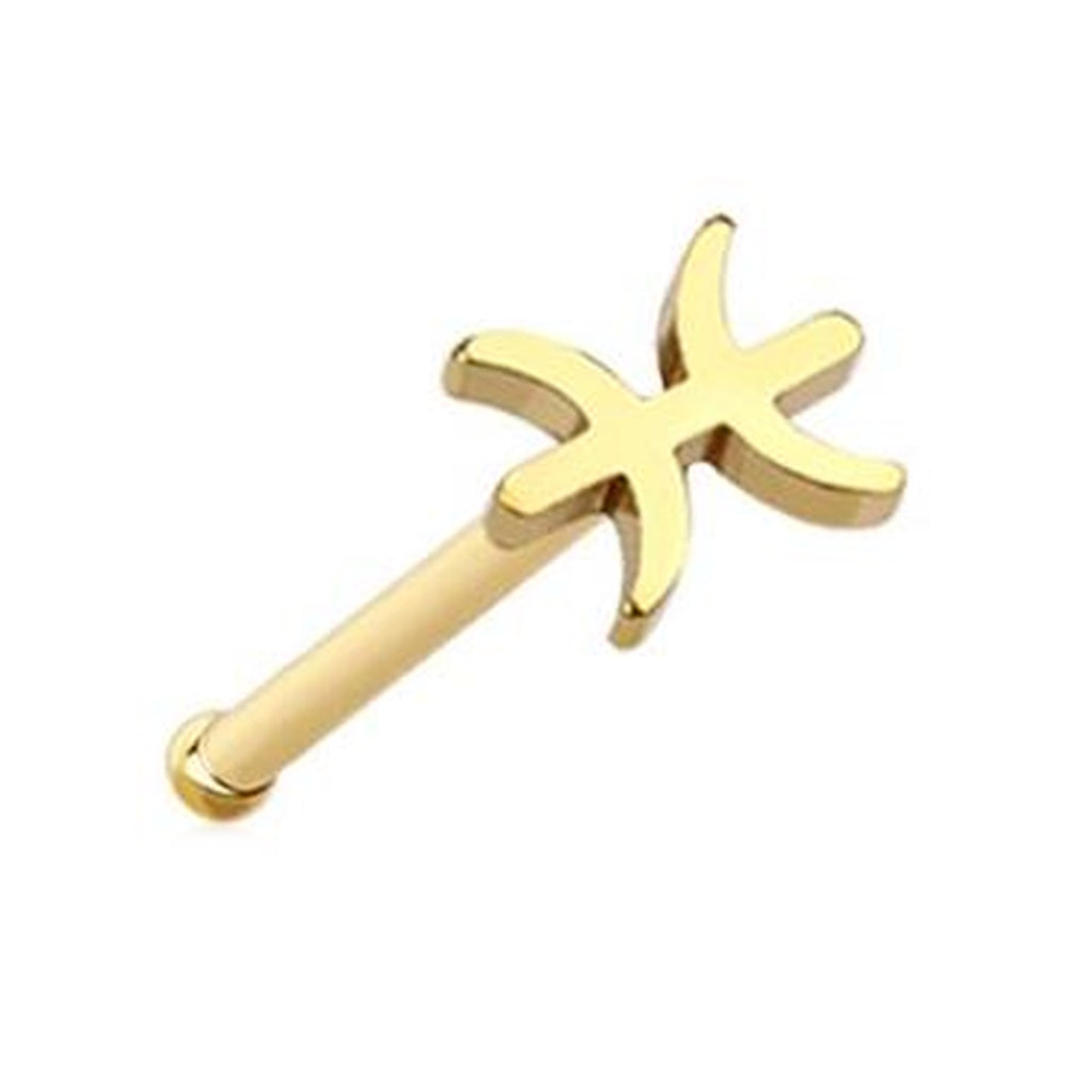Pisces Zodiac Nose Bone Stud 20G 1/4" 316L Surgical Steel Nose Ring
