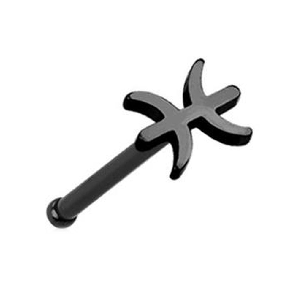 Pisces Zodiac Nose Bone Stud 20G 1/4" 316L Surgical Steel Nose Ring