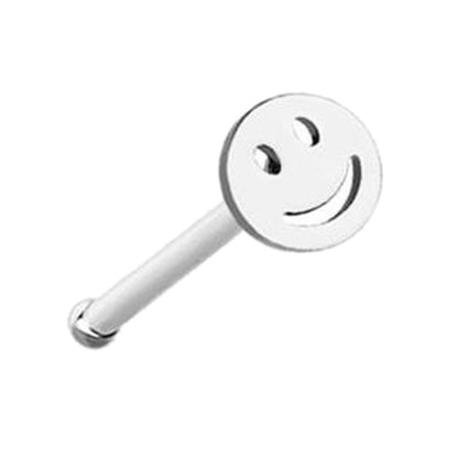 Smiley Face Nose Bone Stud 20G 1/4" Surgical Steel Nose Ring