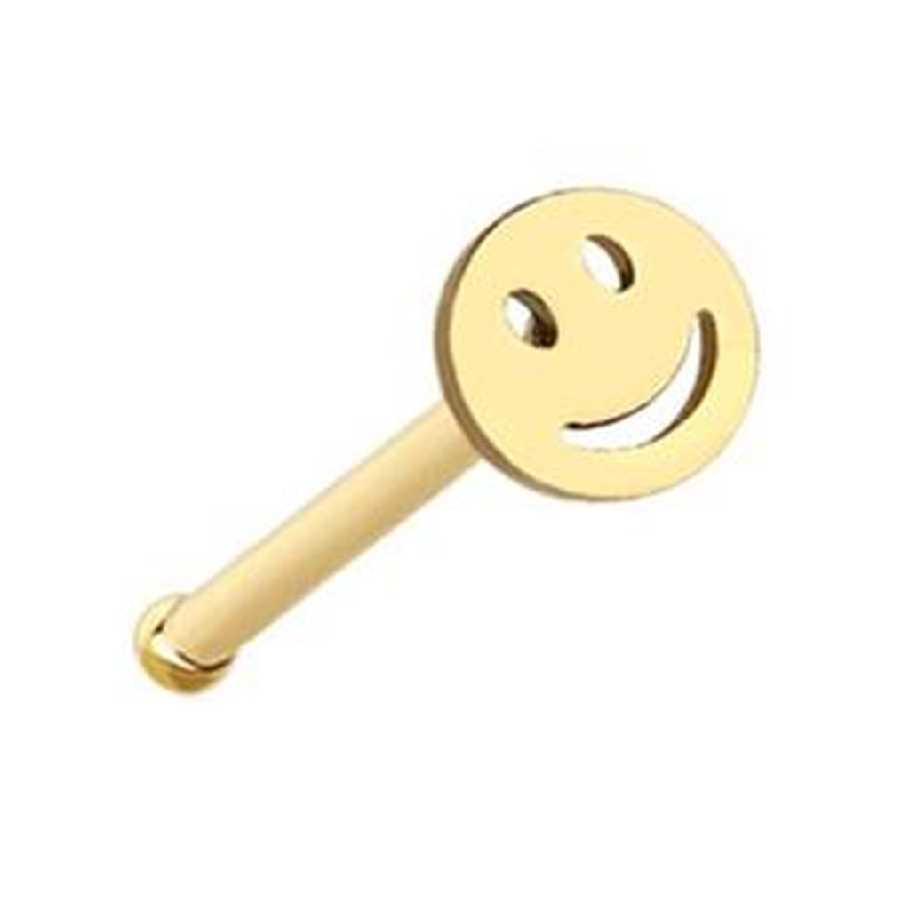 Smiley Face Nose Bone Stud 20G 1/4" Surgical Steel Nose Ring