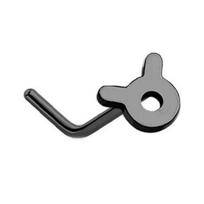 20 Gauge Taurus Zodiac Symbol L-Bend Nose Stud In Silver, Gold & Black 1/4 Inch