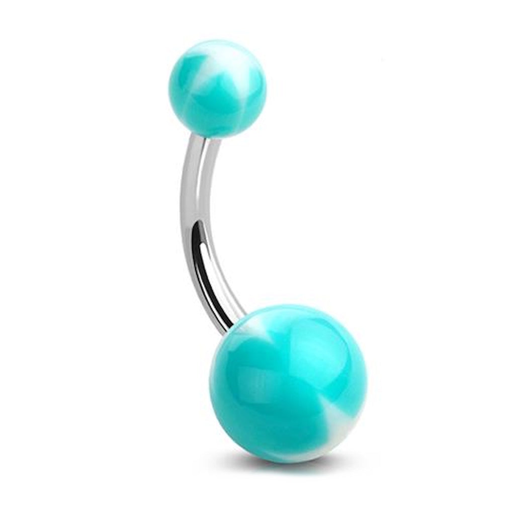 Acrylic Star Ball Belly Button Ring 14G 316L Surgical Steel Aqua.