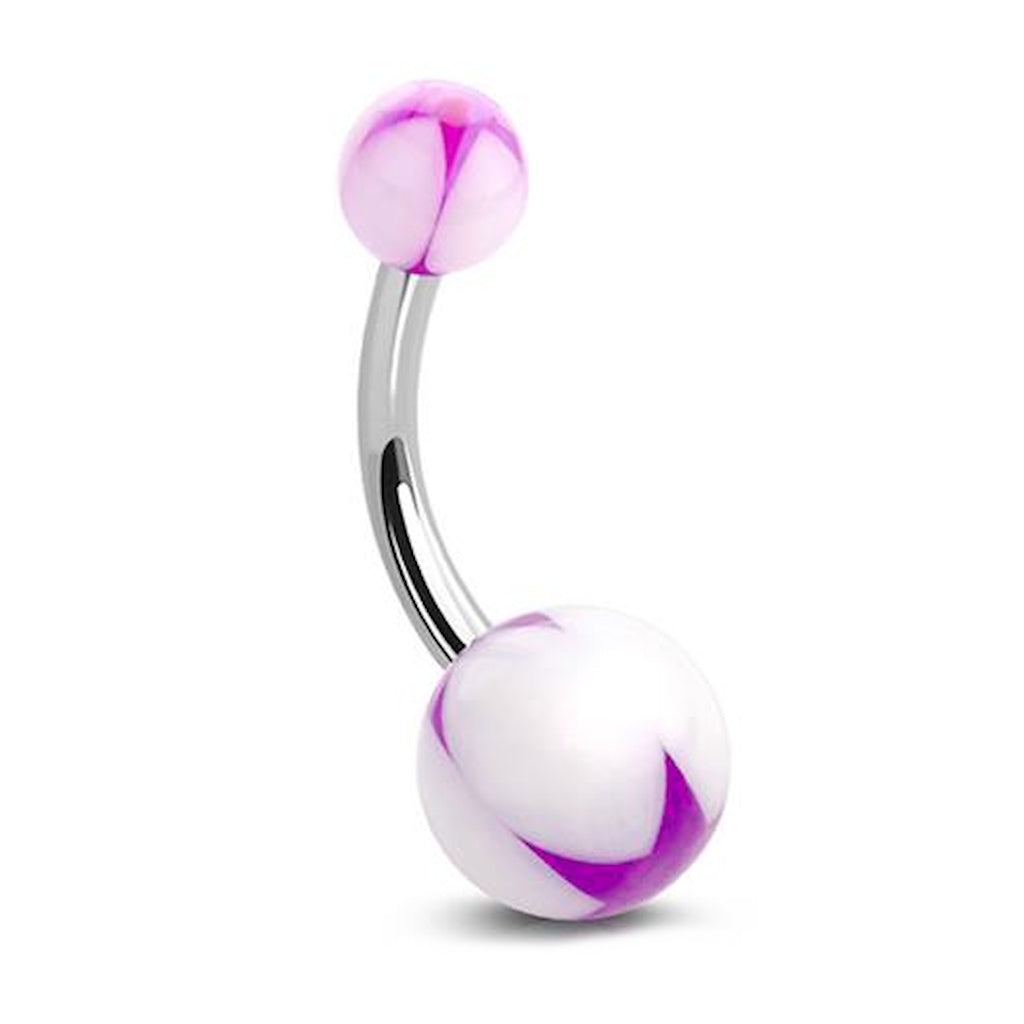 Acrylic Star Ball Belly Button Ring 14G 316L Surgical Steel Purple.