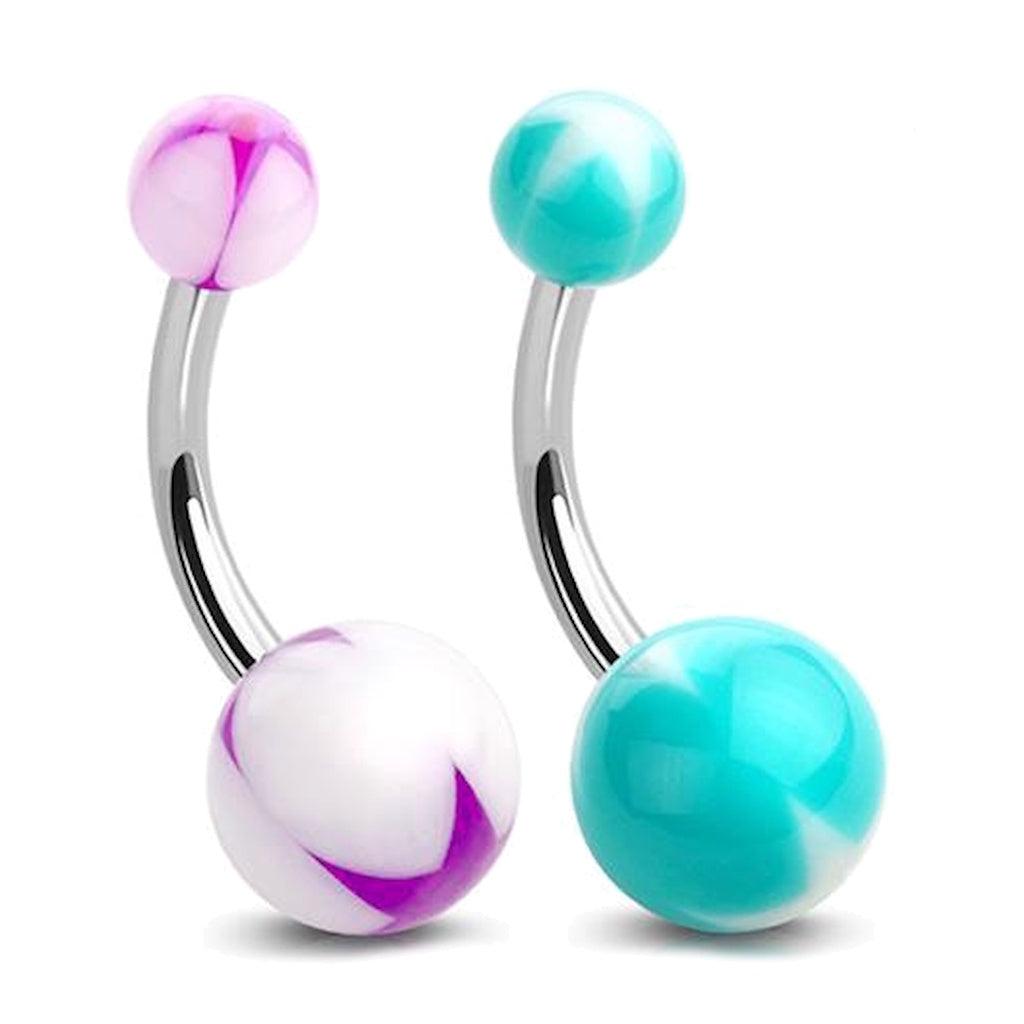Acrylic Star Ball Belly Button Ring 14G 316L Surgical Steel.
