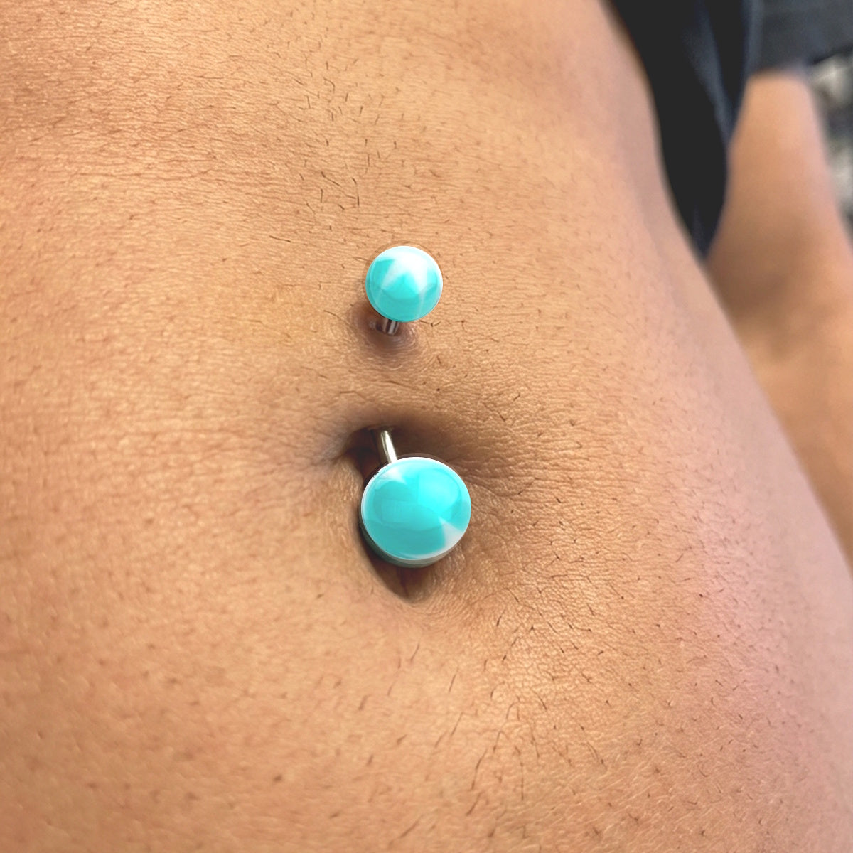 Acrylic Star Ball Belly Button Ring 14G 316L Surgical Steel Aqua Male.
