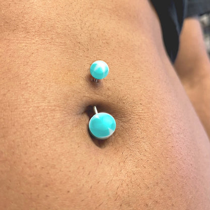 Acrylic Star Ball Belly Button Ring 14G 316L Surgical Steel Aqua Male.