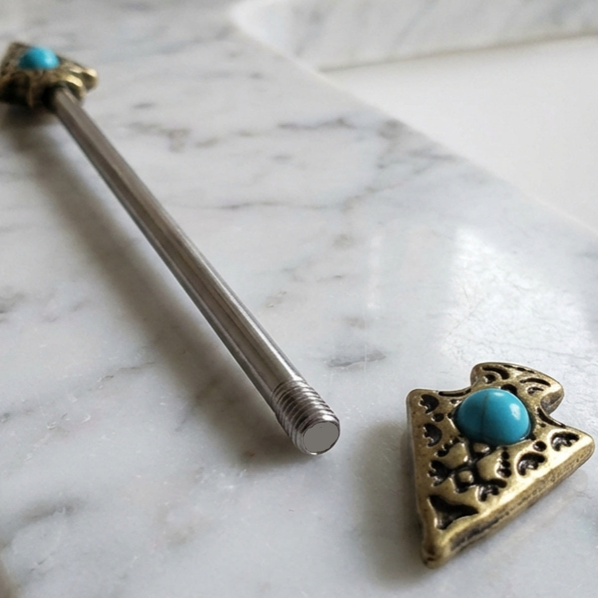 Spear Arrow Industrial Barbell 14G 316L Surgical Steel Arrow Removed.