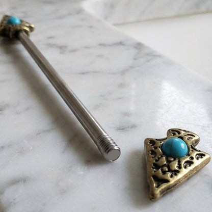 Spear Arrow Industrial Barbell 14G 316L Surgical Steel Arrow Removed.