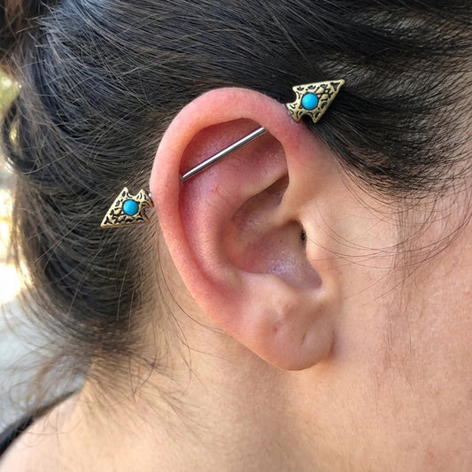 Spear Arrow Industrial Barbell 14G 316L Surgical Steel In Industrial Piercing.