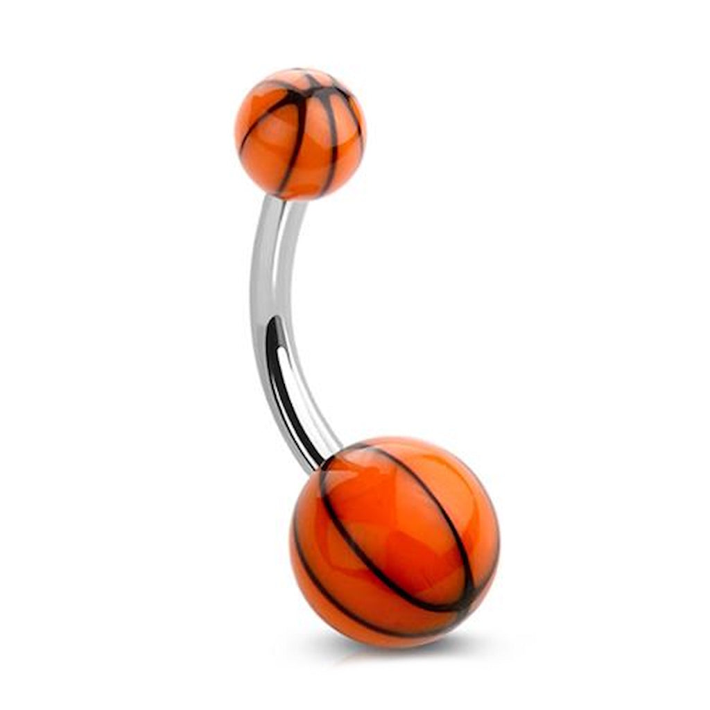 Basketball Belly Button Ring 14G 316L Surgical Steel Acrylic