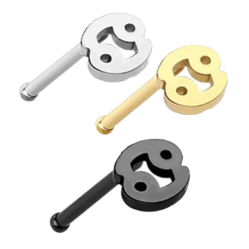 Cancer zodiac surgical steel nose stud silver gold black 20g.