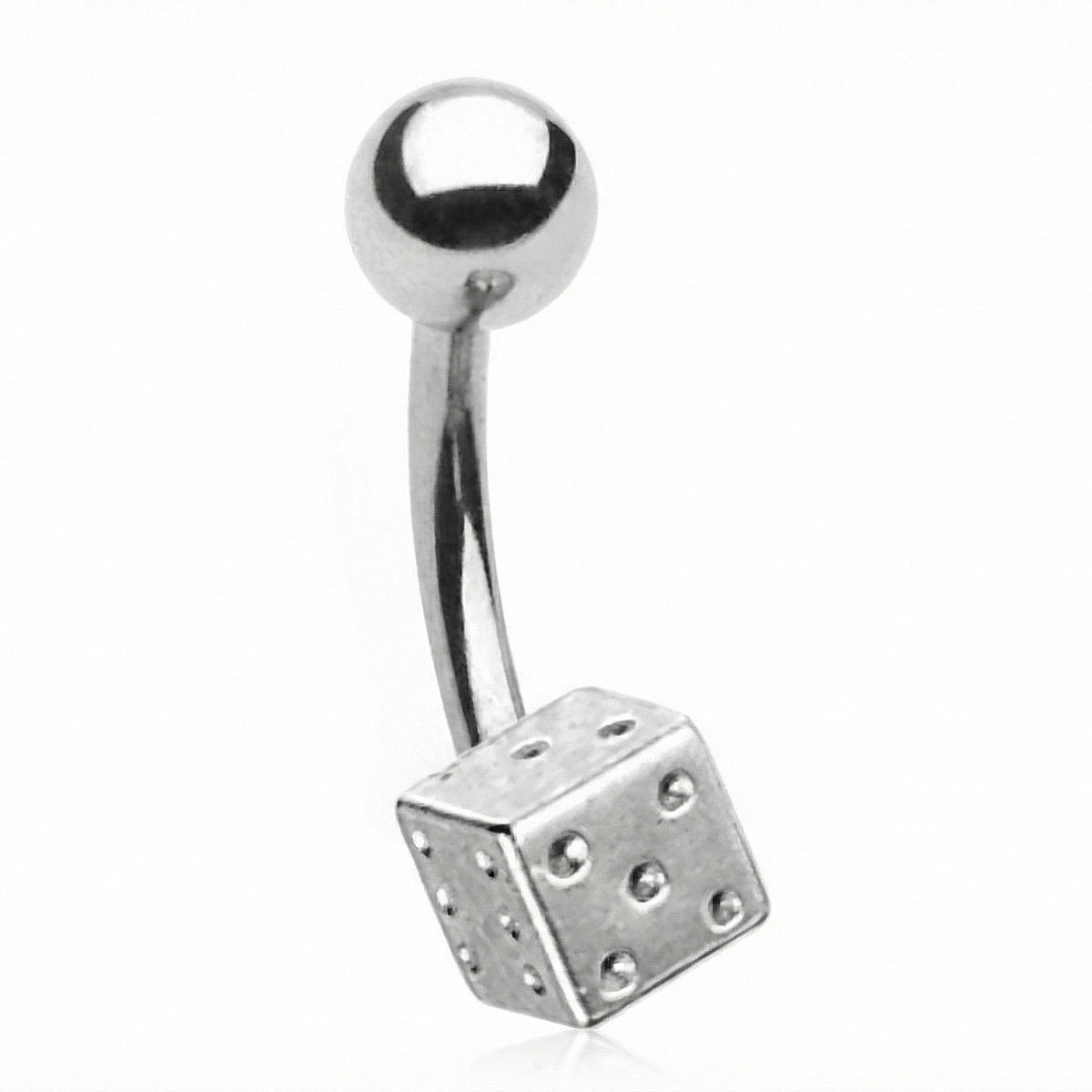 Dice Lucky Gambling Belly Ring 14G 316L Surgical Steel.