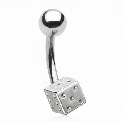 Dice Lucky Gambling Belly Ring 14G 316L Surgical Steel.