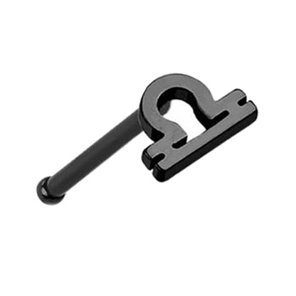Libra Zodiac Nose Bone Stud 20G 1/4" Surgical Steel Nose Ring in black on a white background.