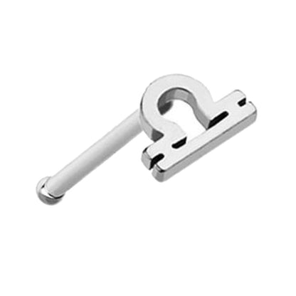 Libra Zodiac Nose Bone Stud 20G 1/4" Surgical Steel Nose Ring in silver on a white background.