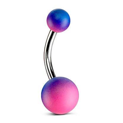 Ombre Gradient Matte Rubber Coated Belly Ring 14G 316L Surgical Steel Purple Blue.