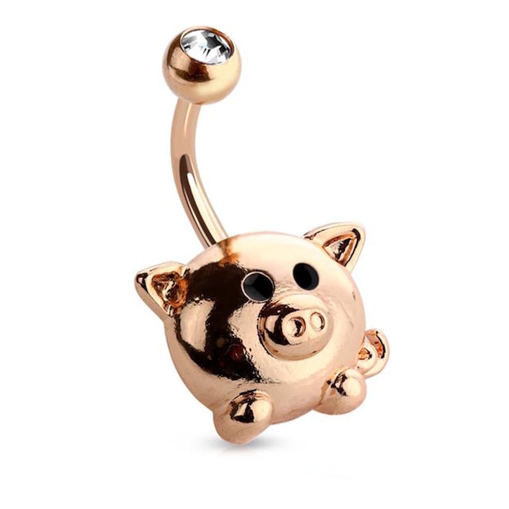 Pig Belly Ring 14G 316L Surgical Steel Rose Gold on white background.