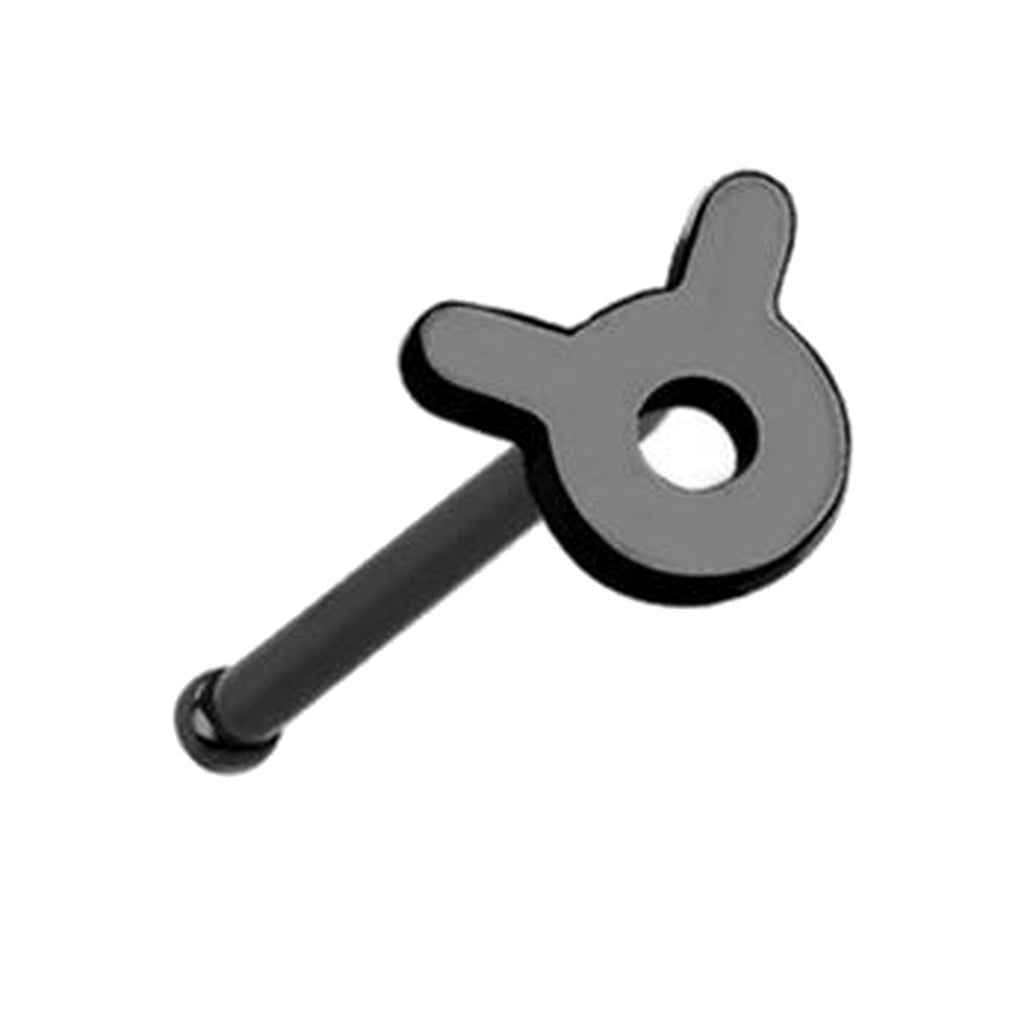 Taurus Zodiac Nose Bone Stud Black 20G 1/4" Surgical Steel Nose Ring
