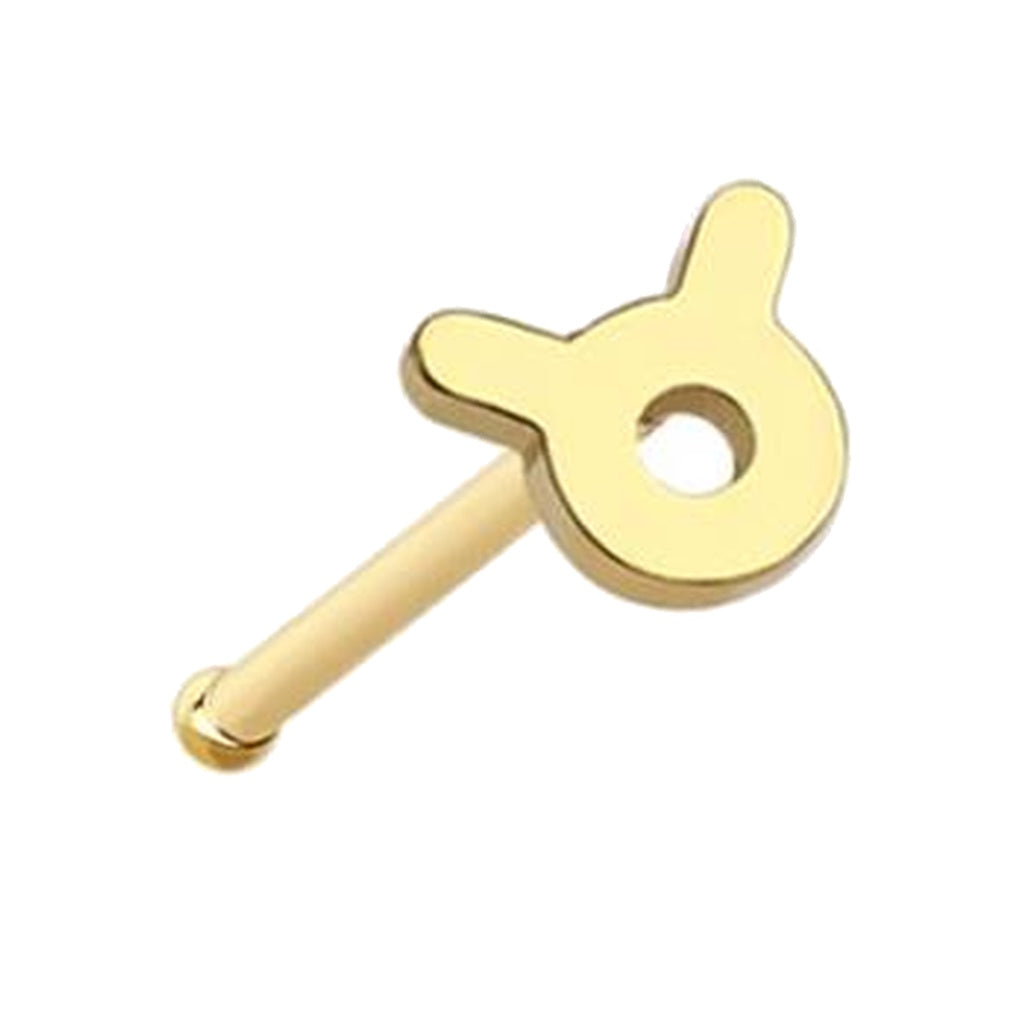 Taurus Zodiac Nose Bone Stud Gold 20G 1/4" Surgical Steel Nose Ring