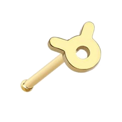 Taurus Zodiac Nose Bone Stud Gold 20G 1/4" Surgical Steel Nose Ring