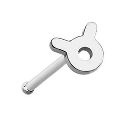 Taurus Zodiac Nose Bone Stud Silver 20G 1/4" Surgical Steel Nose Ring