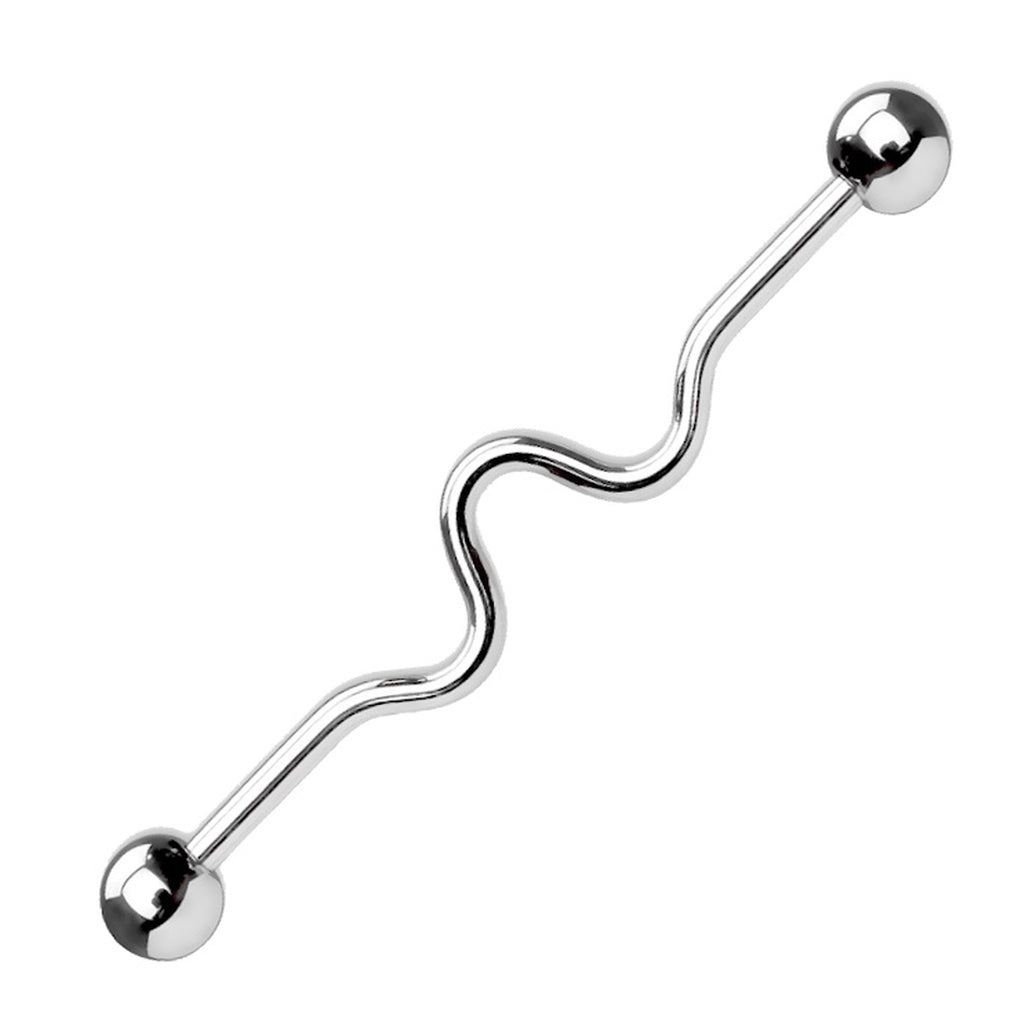Wavy Industrial Barbell 14G 316L Surgical Steel